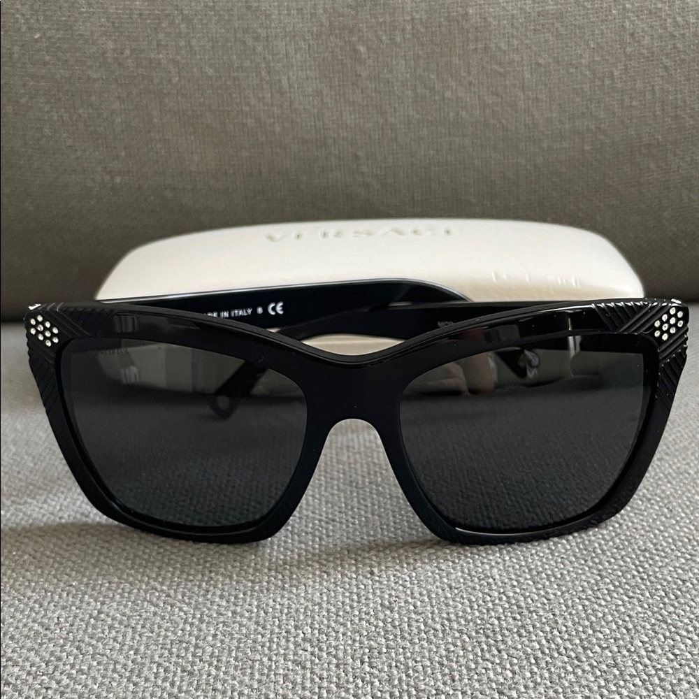 Versace Black Sunglasses with Silver Accents